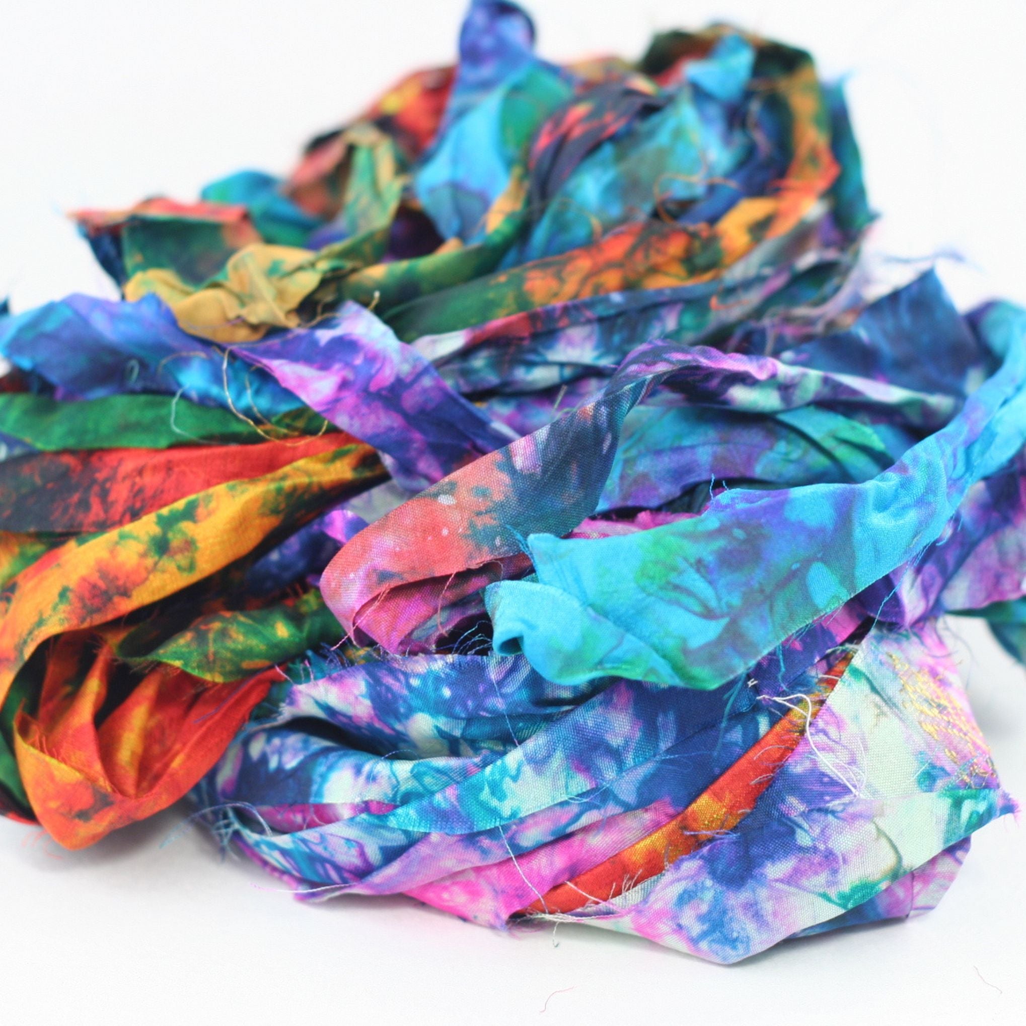 Darn Good Yarn Tie Dyed Gems: Small Batch Sari Ribbon — main product shot