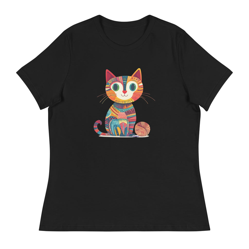 Darn Good Yarn “Yarn Whiskers” Women’s Relaxed Fit T-Shirt – Designed by Nicole Snow — Relaxed detail