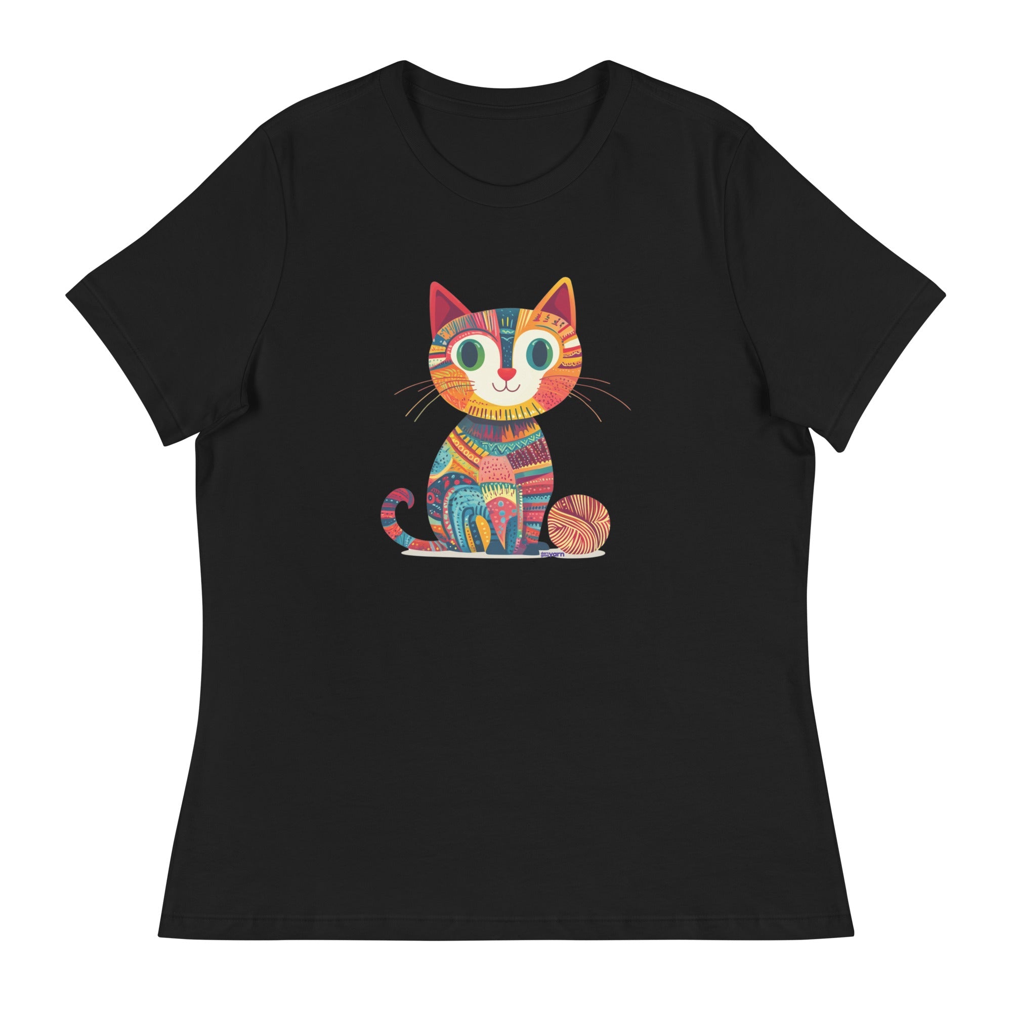 Darn Good Yarn “Yarn Whiskers” Women’s Relaxed Fit T-Shirt – Designed by Nicole Snow — Relaxed detail