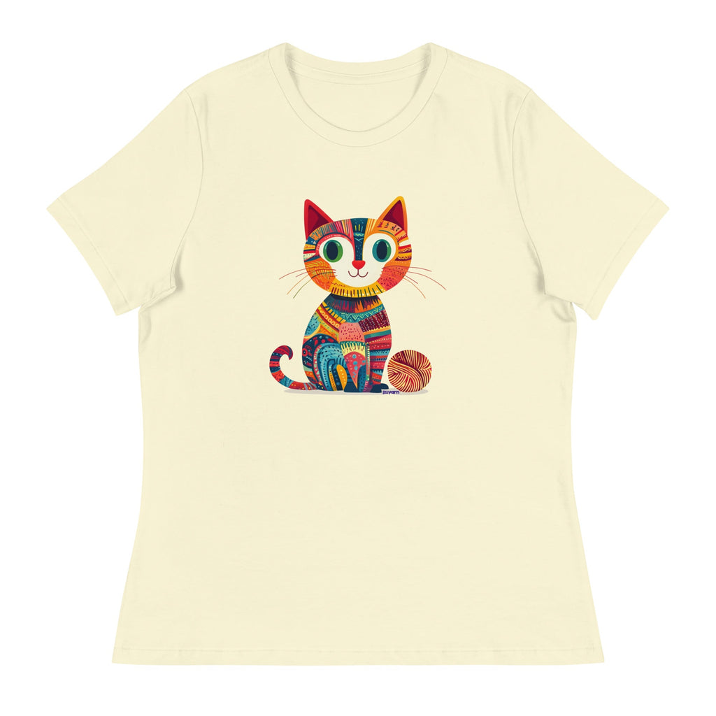 Darn Good Yarn “Yarn Whiskers” Women’s Relaxed Fit T-Shirt – Designed by Nicole Snow — comparison shot