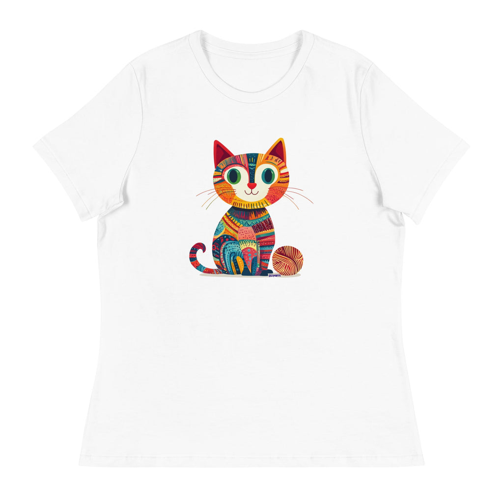 Darn Good Yarn “Yarn Whiskers” Women’s Relaxed Fit T-Shirt – Designed by Nicole Snow — fabric or material detail