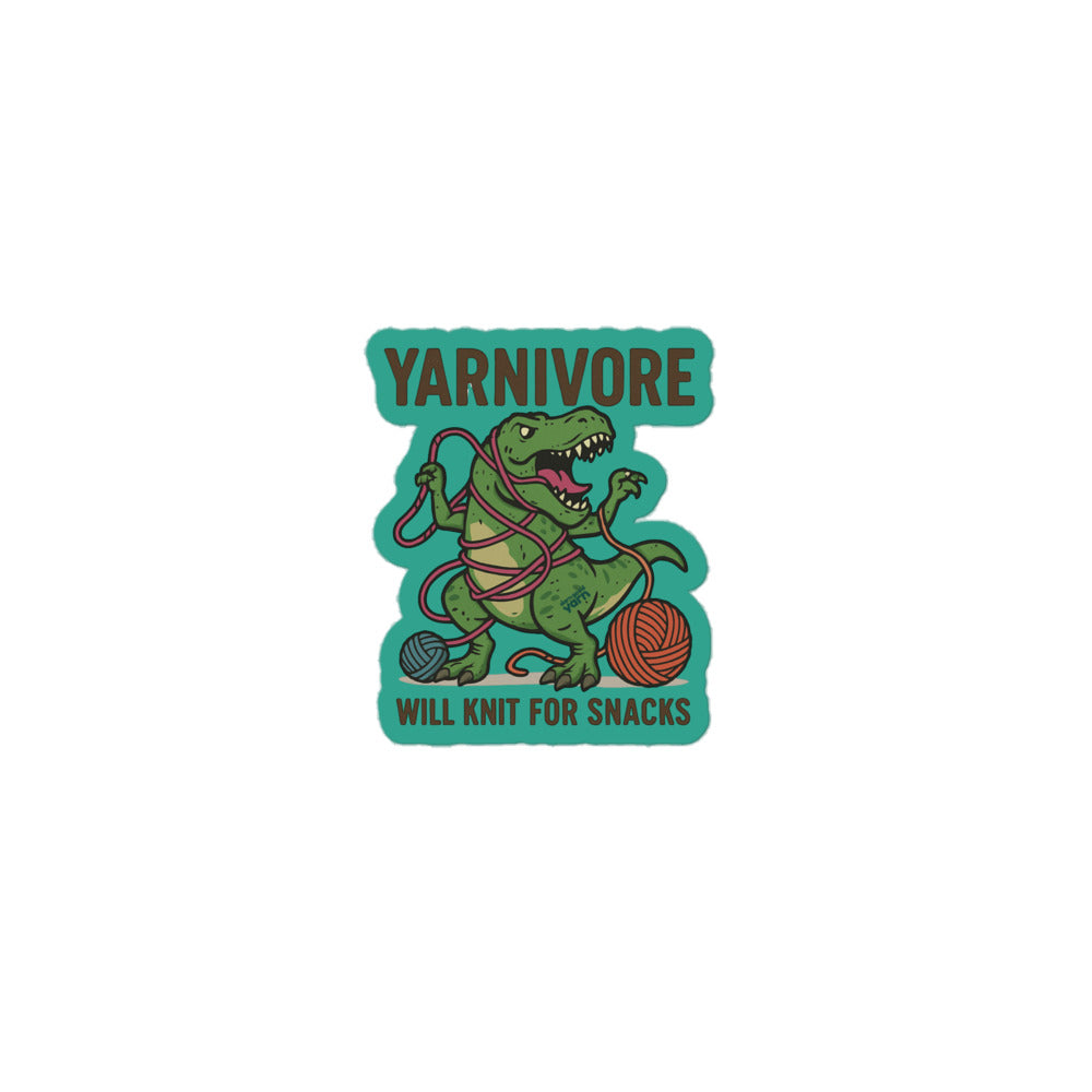 Darn Good Yarn 🦖 Yarnivore Sticker – Will Knit for Snacks Bubble-free stickers — main product shot