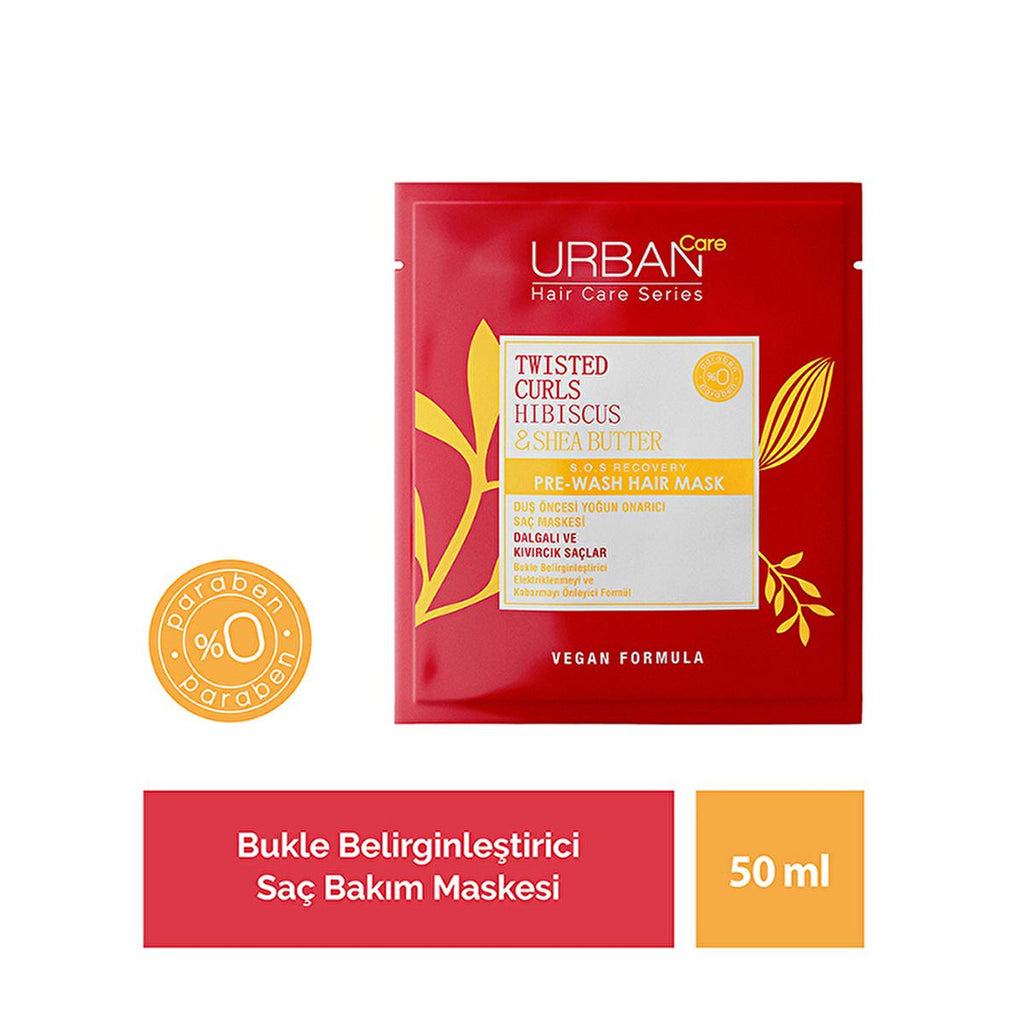 Urban Care Twisted Curls Hibiscus & Shea Butter Curl Defining Pre-Shower Hair Mask - Nourishing, Vegan, Paraben-Free