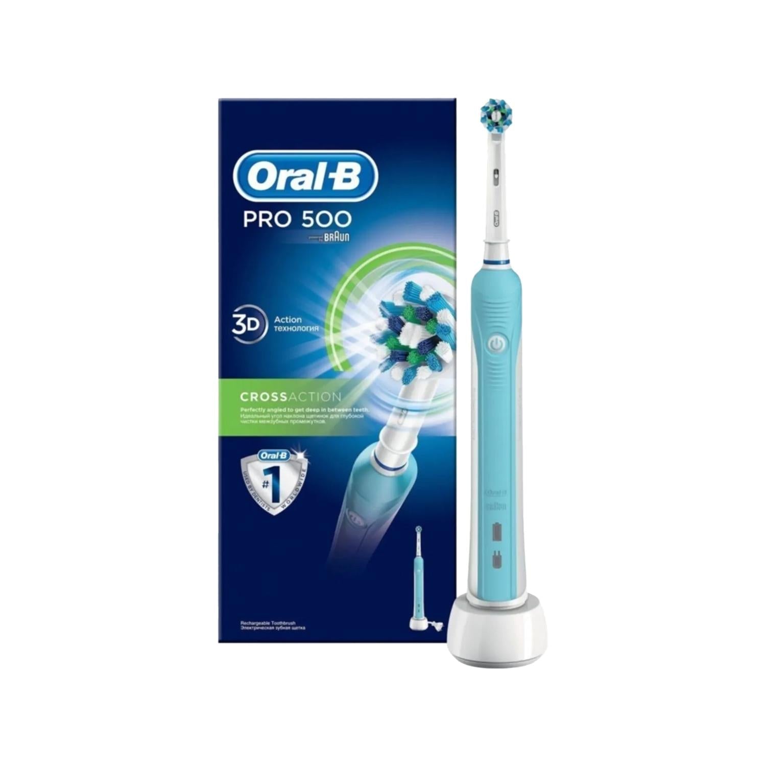 Oral-B Oral-B Pro 500 Electric Toothbrush, Rechargeable Cross Action Toothbrush for Effective Plaque Removal and Improved Gum Health