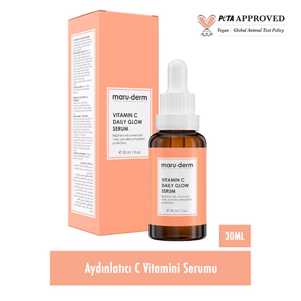 Maruderm Vitamin C & Peptide Brightening Facial Serum: Anti-Aging, Radiance & Smooth Skin - Paraben & Fragrance-Free, 1 fl oz