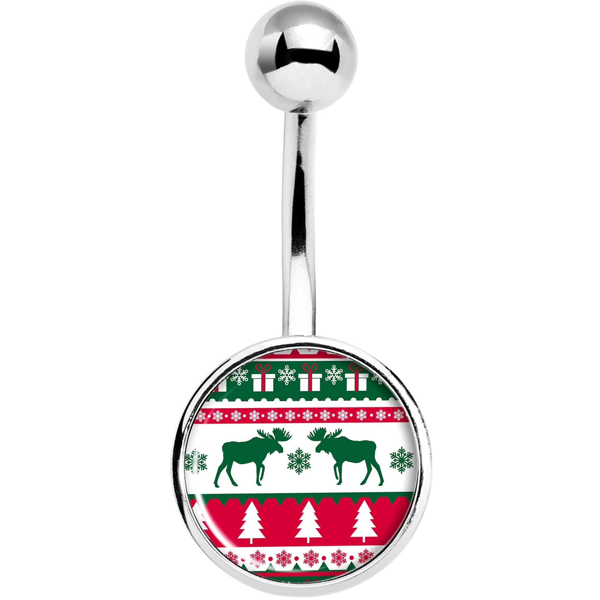 BodyCandy Ugly Christmas Sweater Belly Ring — detail and construction