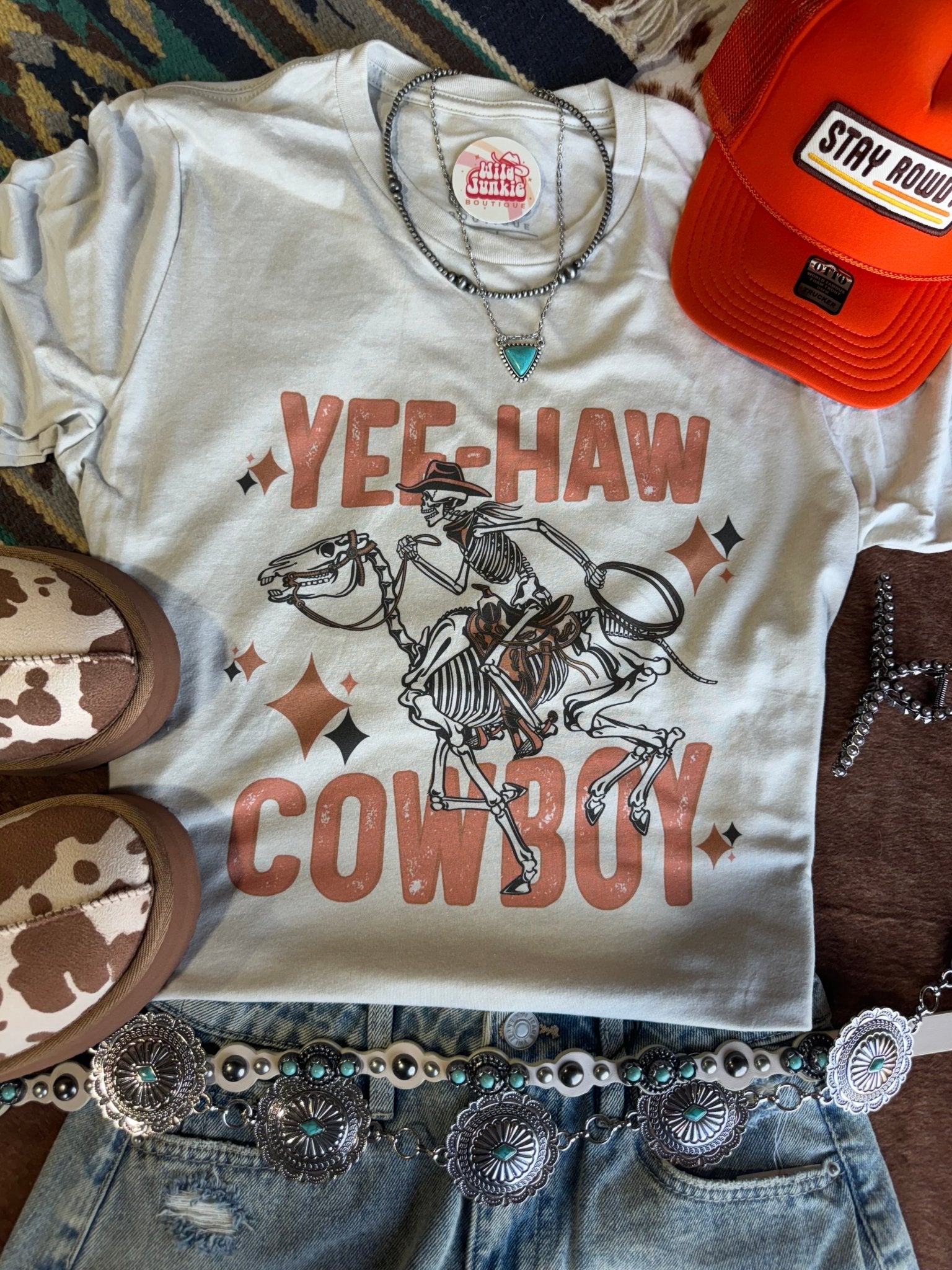 Wild Junkie Yee-Haw Skeleton Cowboy Graphic Tee — main product shot
