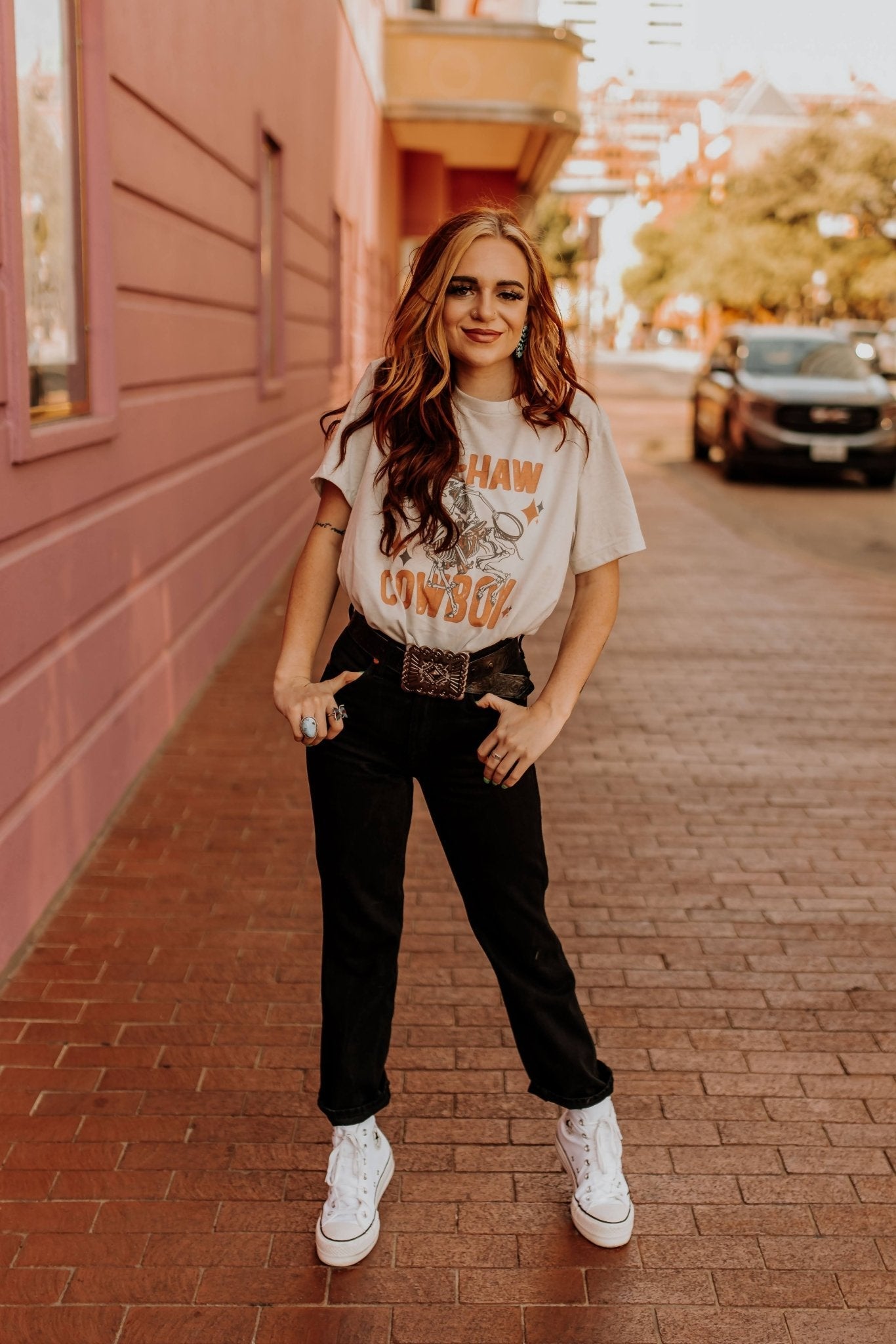 Wild Junkie Yee-Haw Skeleton Cowboy Graphic Tee — graphic tees category context
