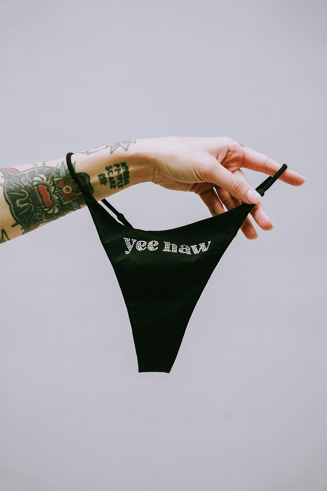 Thrash Happy Yee Haw Rhinestone Thong — main product shot