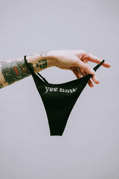 Thrash Happy Yee Haw Rhinestone Thong — main product shot