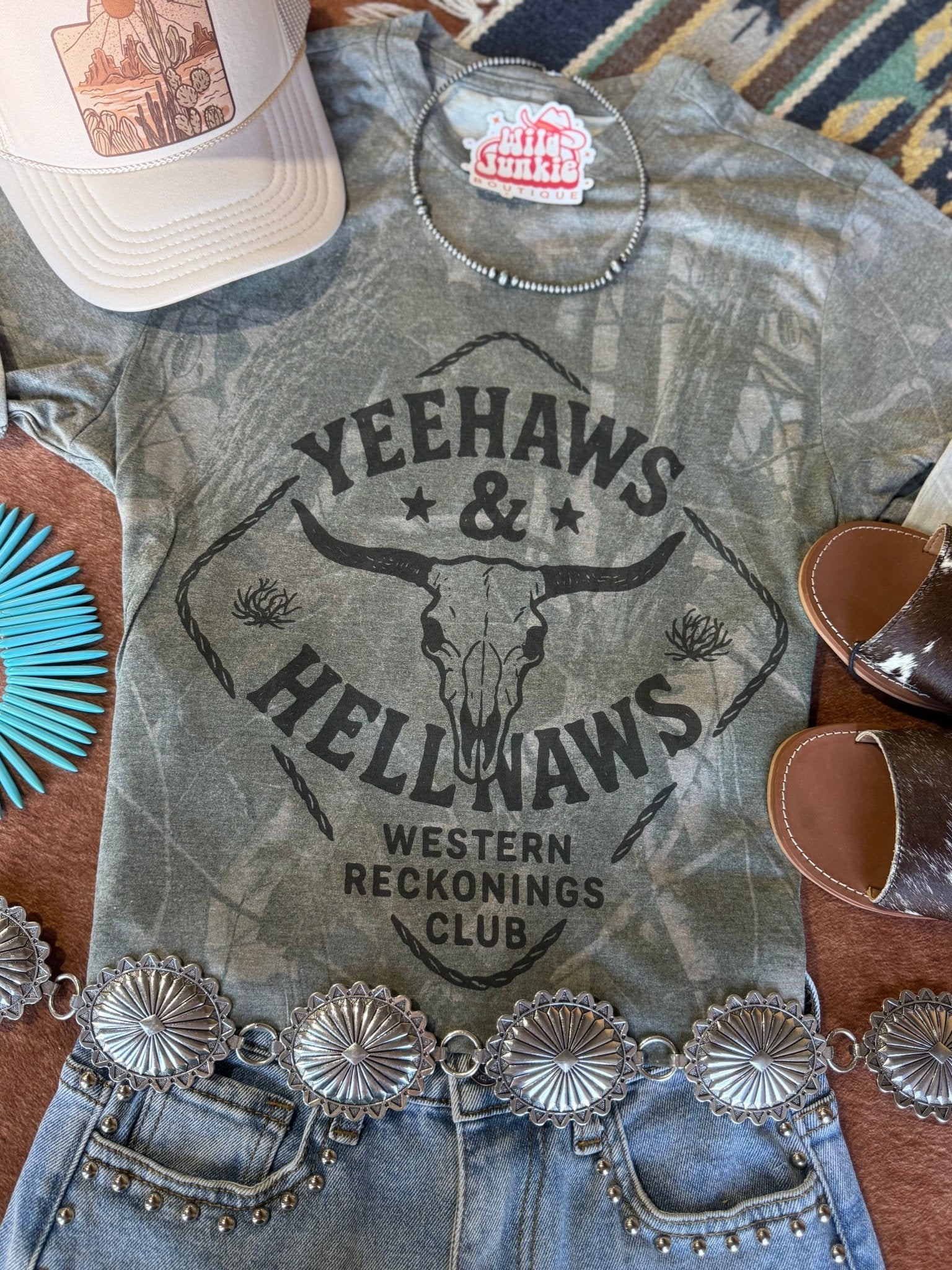 Wild Junkie Yeehaws And Hellnaws RealTree Camo Graphic Tee — detail shot 7