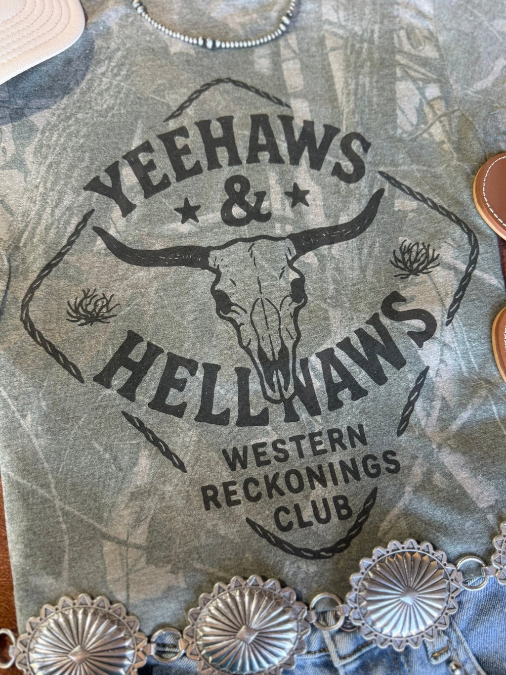 Wild Junkie Yeehaws And Hellnaws RealTree Camo Graphic Tee — detail shot 6