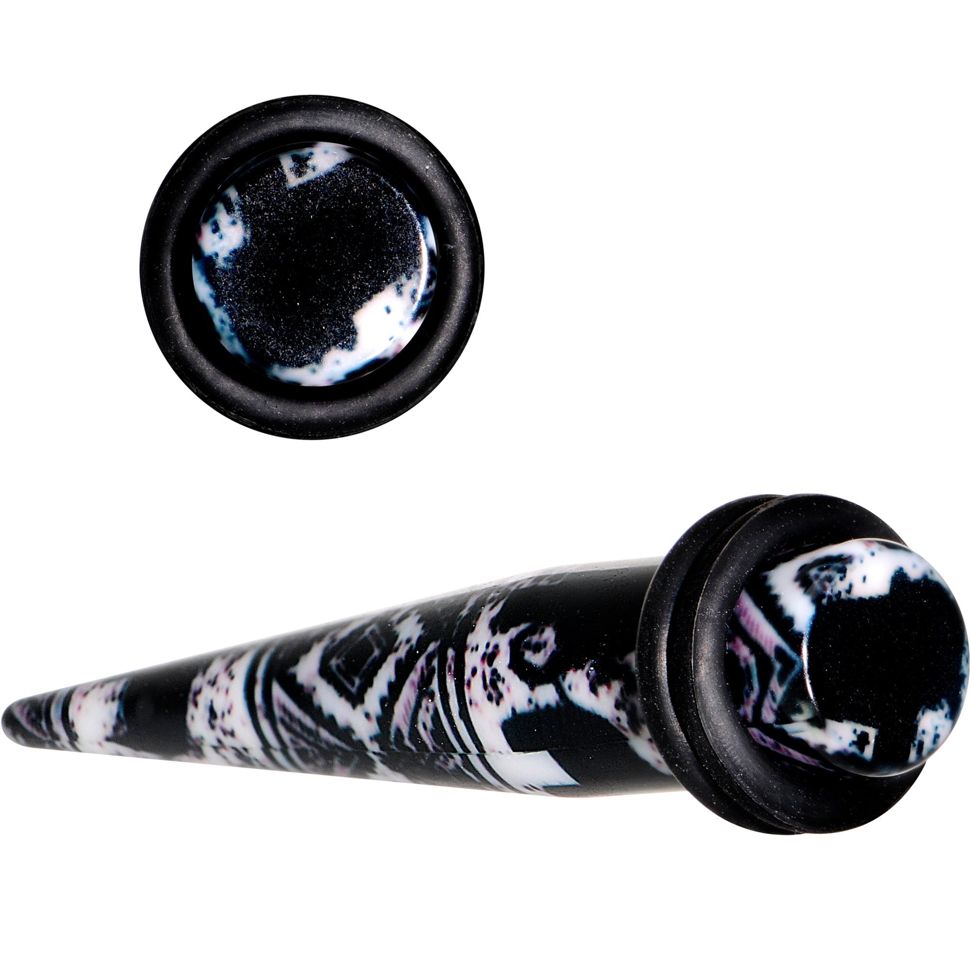 BodyCandy Black Acrylic Southwest Weave Straight Taper Set 3mm to 16mm — main product shot