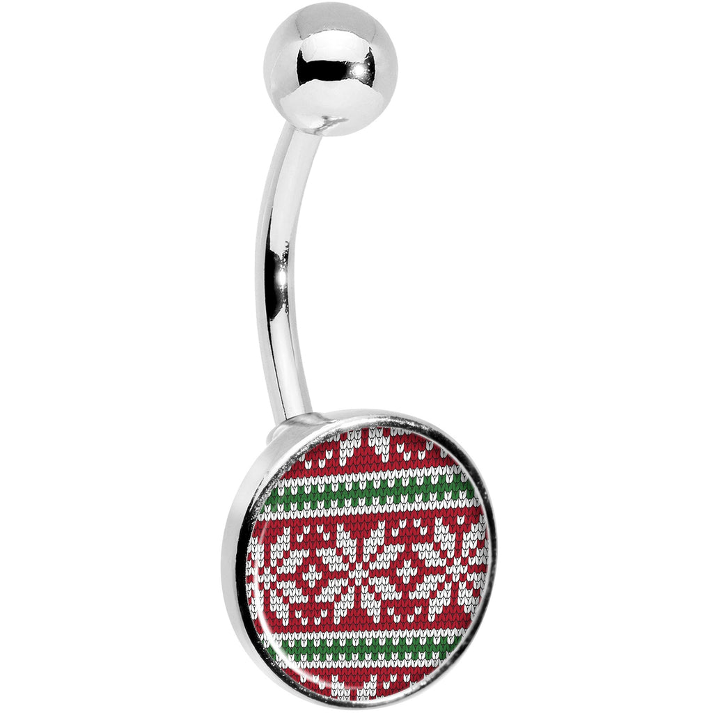 BodyCandy Red Green Christmas Sweater Belly Ring — lifestyle context