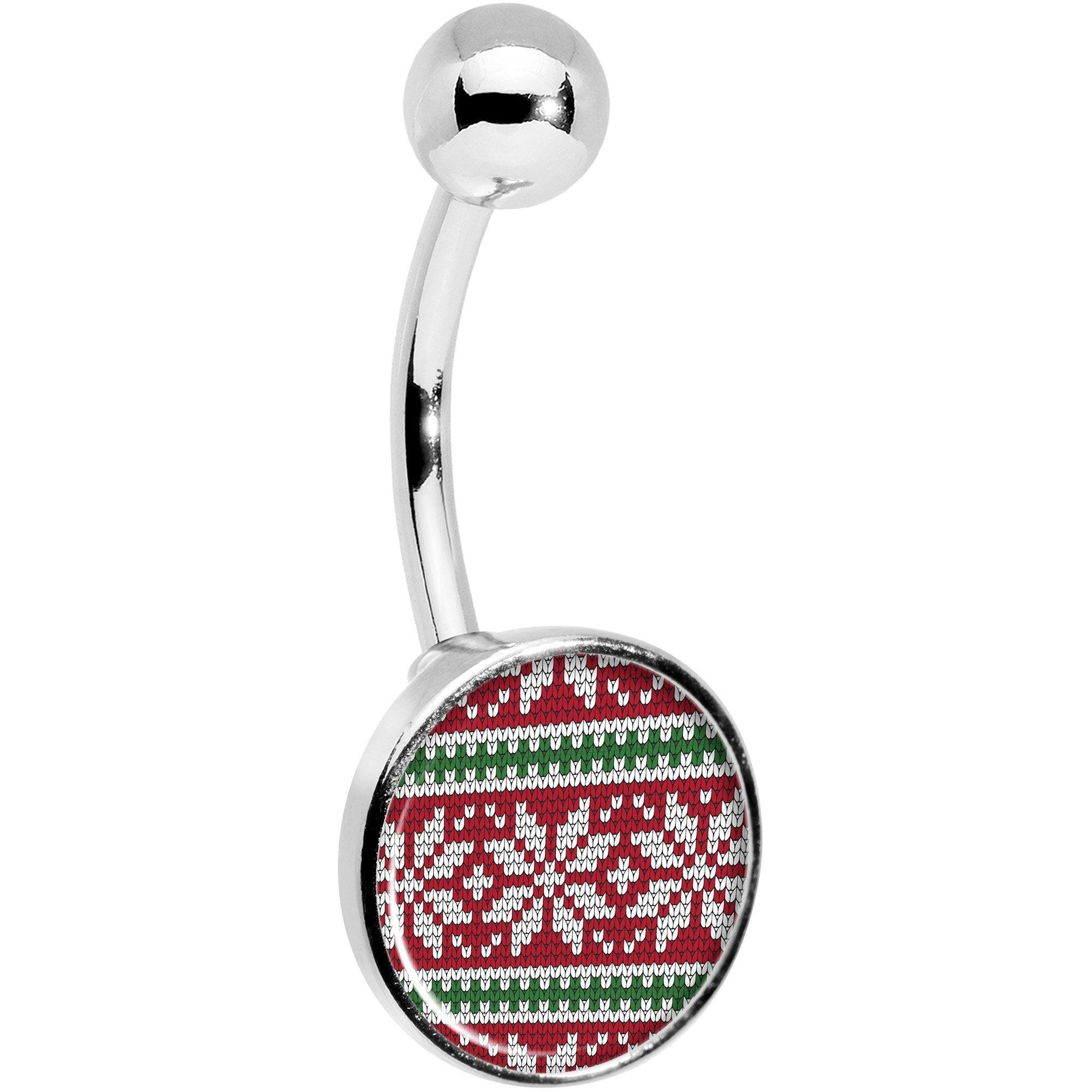 BodyCandy Red Green Christmas Sweater Belly Ring — lifestyle context