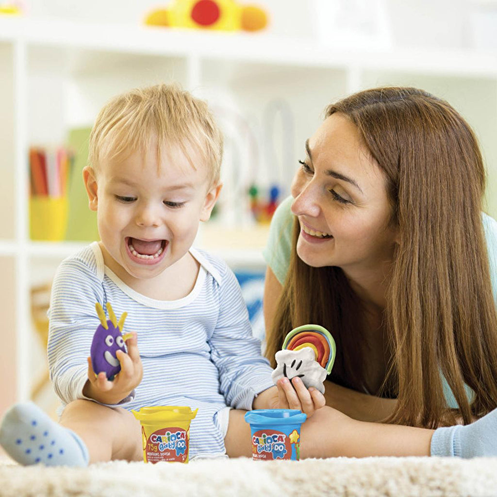 Carioca Modeling Dough for Kids - 3 Colors x 75g, Non-Toxic, Air-Dry, Creative Play Material for Children Aged 1+ Years