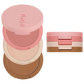 Face Bento Cream Bronzer, Powder Blush & Highlighter Sculpting Trio Makeup Palette - Cruelty-Free, Portable Cosmetics