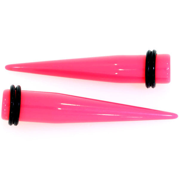 BodyCandy 14G to 00G 18 Piece Ear Stretching Kit in Pink Acrylic Set — detail close-up