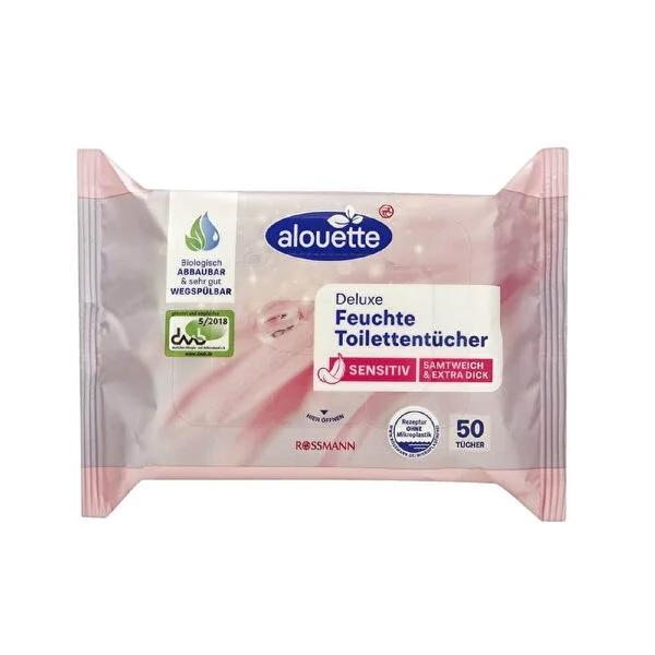 Alouette Aloe Vera Wet Toilet Paper 50-Count: Gentle, Biodegradable, Fragrance & Alcohol-Free Wipes for Sensitive Skin - Flushable & pH Neutral