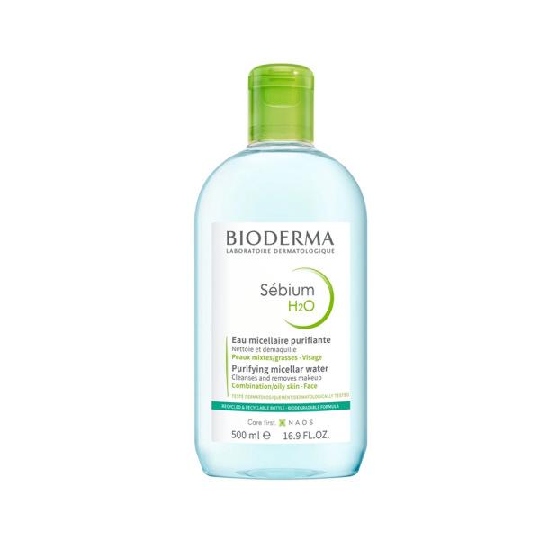 Bioderma Sebium H2O Micellar Water for Oily and Acne-Prone Skin - Gentle Makeup Remover & Cleanser, Dermatologically Tested, 16.91 fl oz