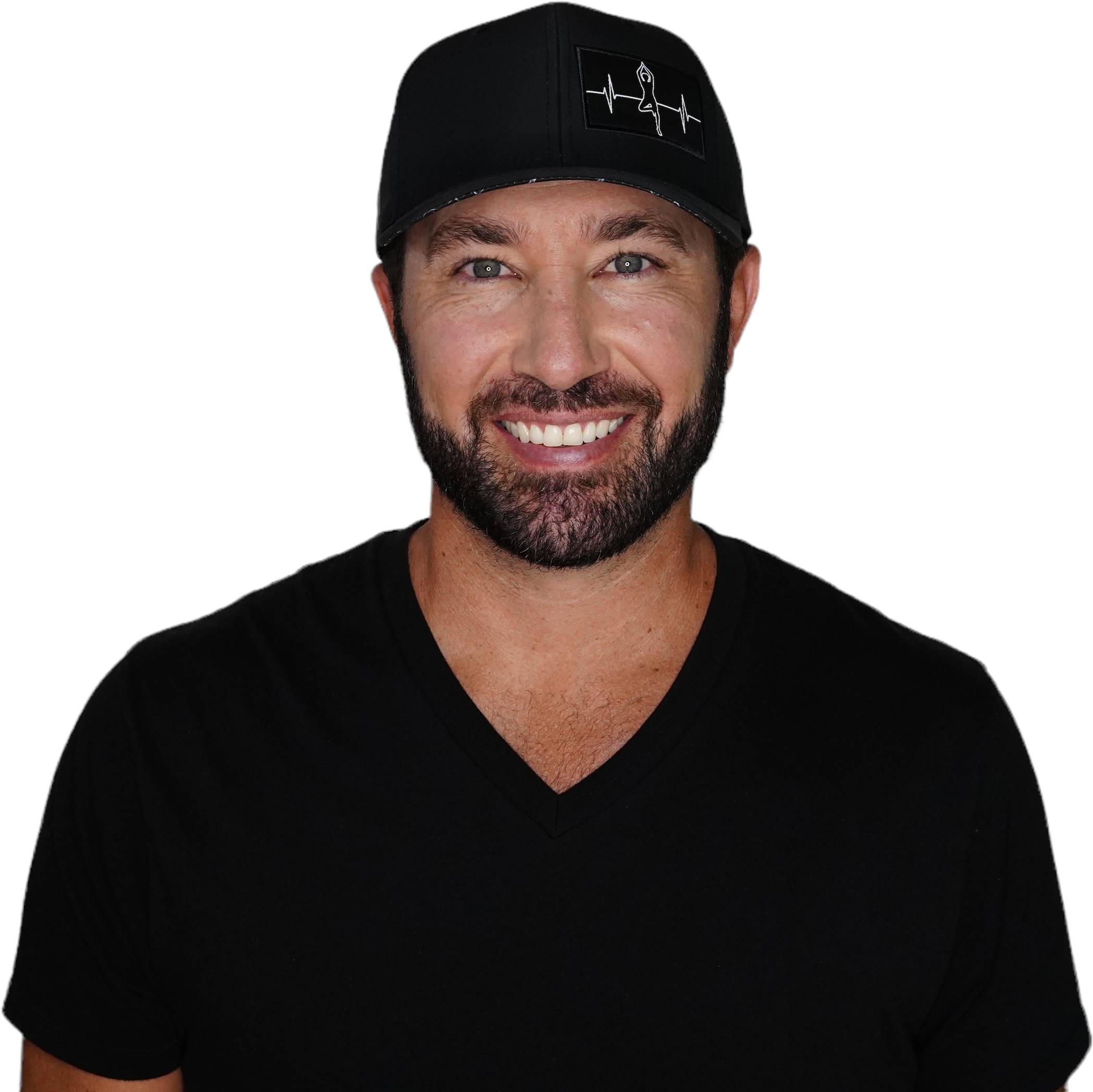 The Heartbeat Brand Yoga Hat - Baseball Hat Fit - Black - Laser Mesh — detail close-up