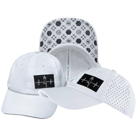 Yoga Hat - Dad Hat - Ponytail - White - Laser Mesh
