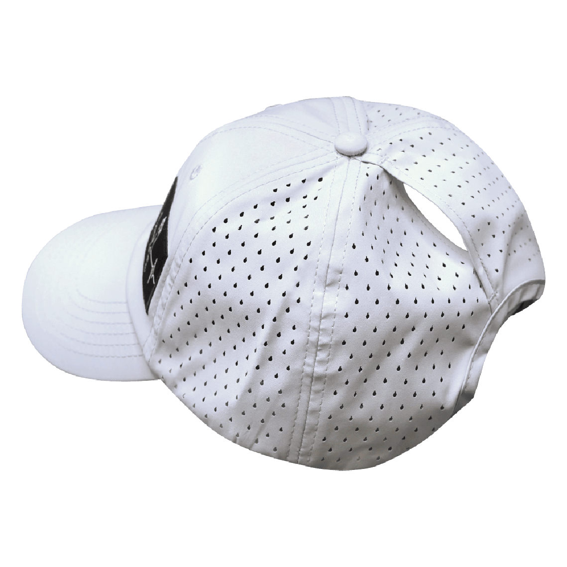 The Heartbeat Brand Yoga Hat - Dad Hat - Ponytail - White - Laser Mesh — packaging