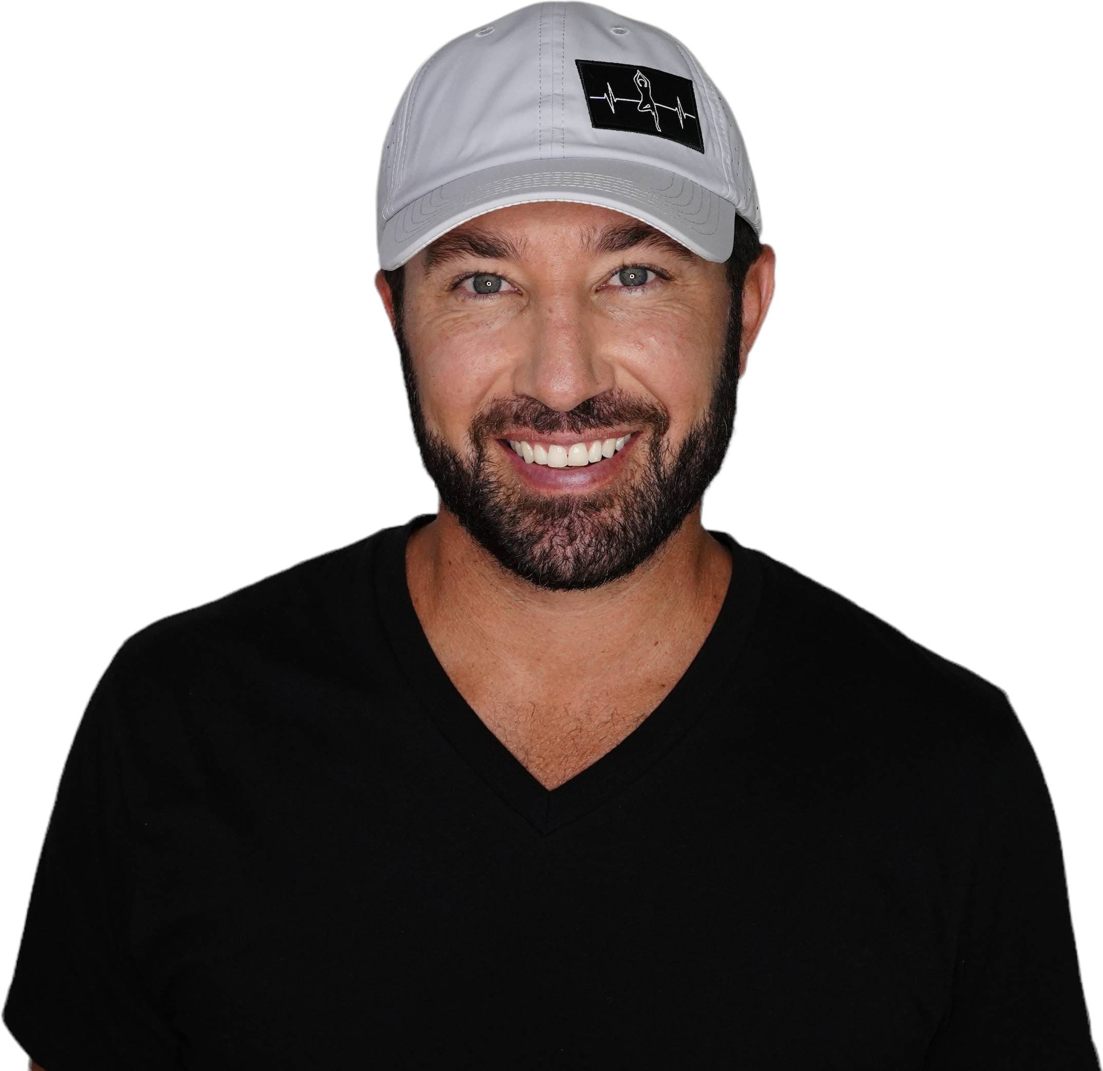 The Heartbeat Brand Yoga Hat - Dad Hat - Ponytail - Gray - Laser Mesh — back view