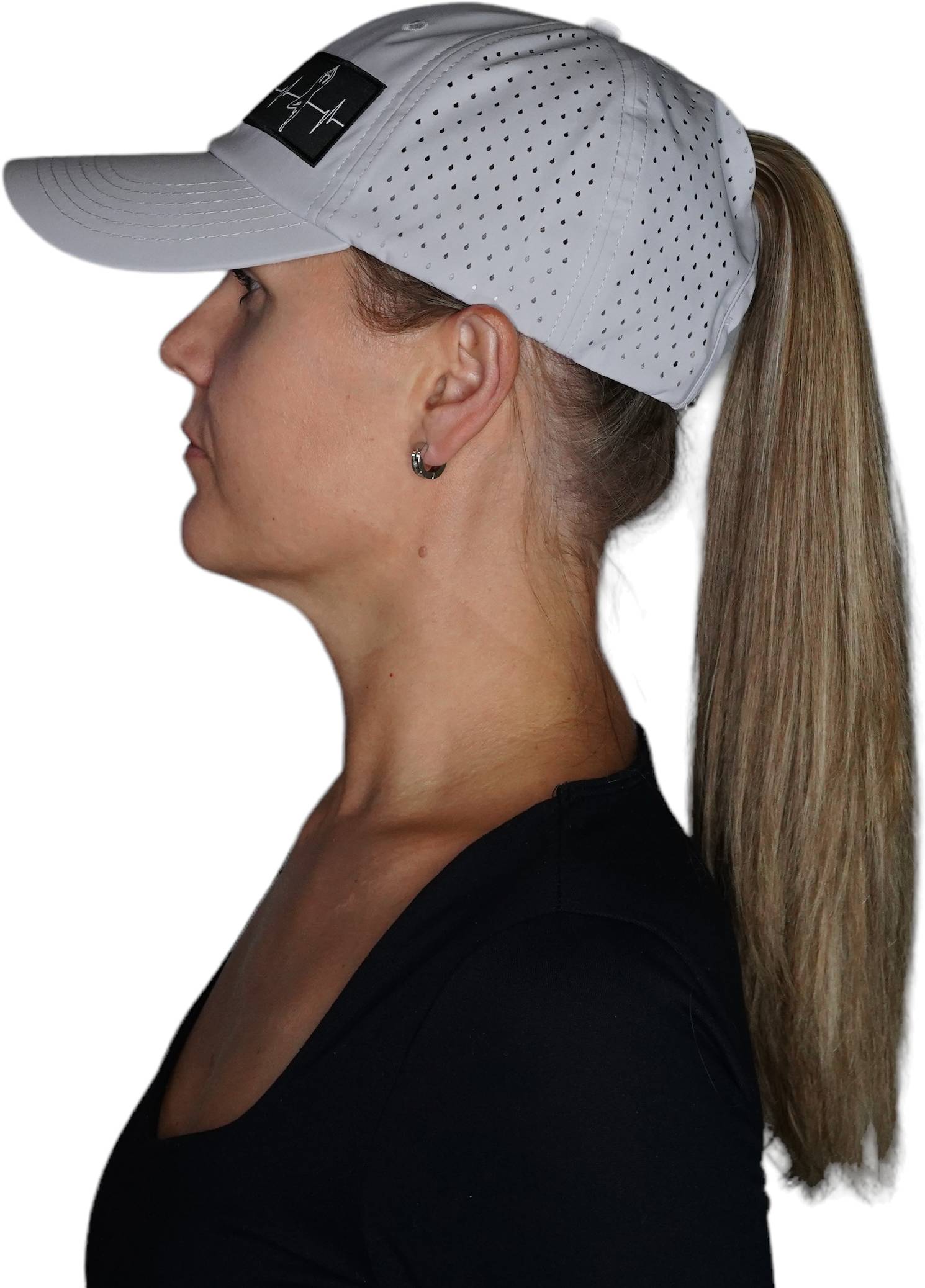 The Heartbeat Brand Yoga Hat - Dad Hat - Ponytail - Gray - Laser Mesh — lifestyle context