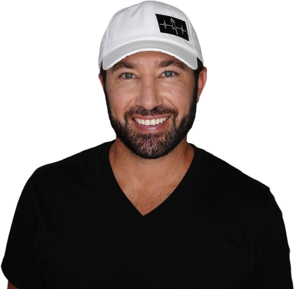 The Heartbeat Brand Yoga Hat - Dad Hat - Ponytail - White - Laser Mesh — back view