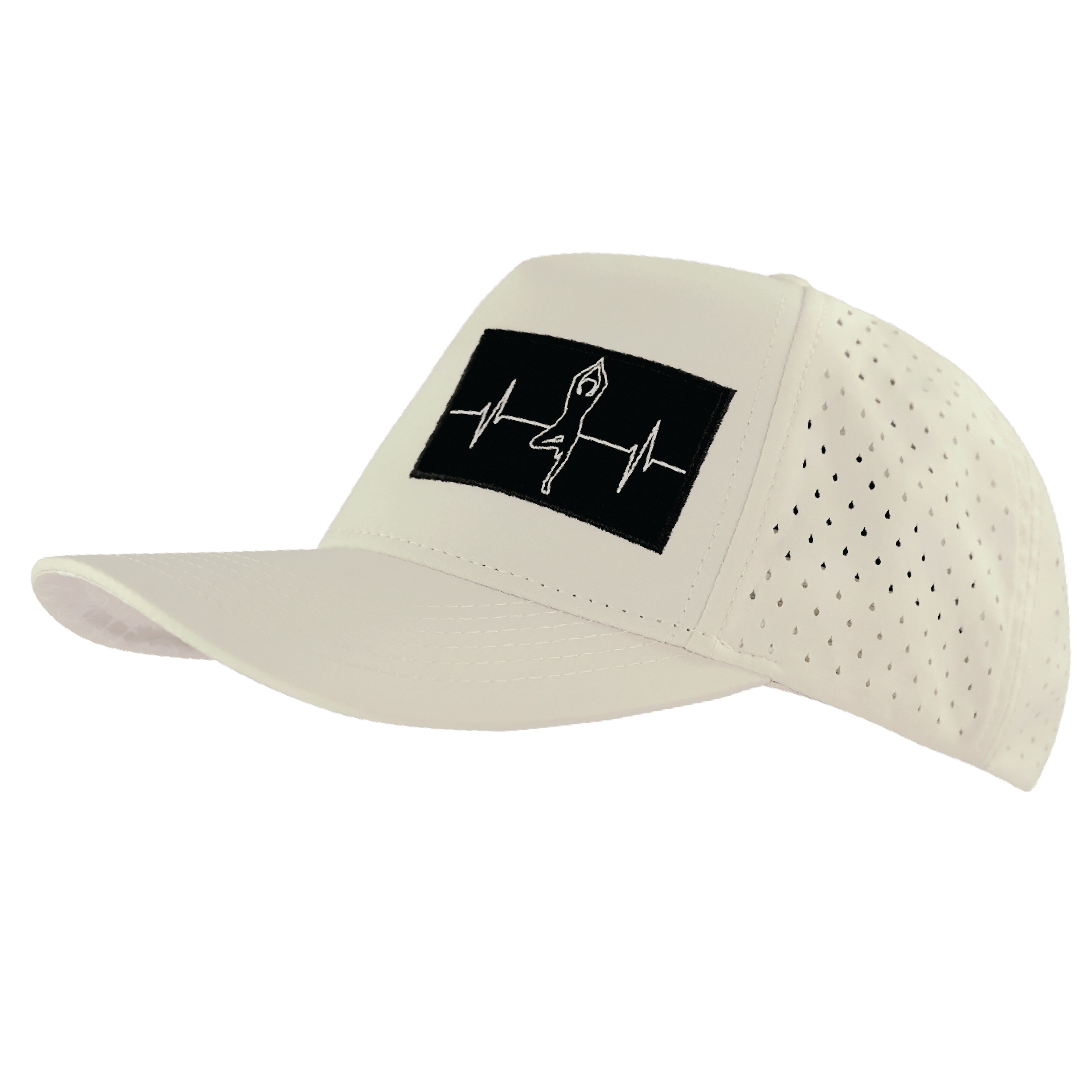 The Heartbeat Brand Yoga Hat - Trucker Hat - Cream - Laser Mesh — back view