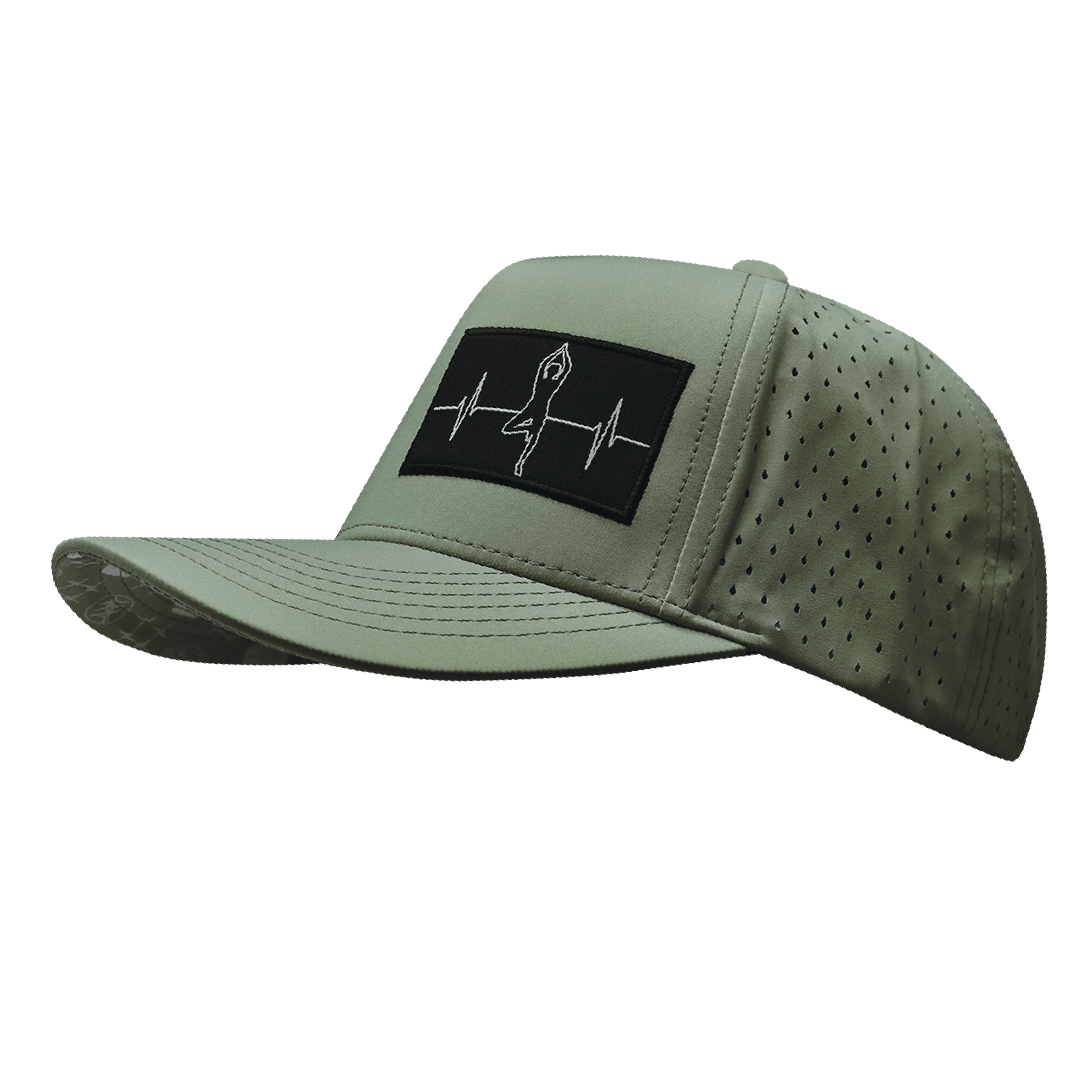 The Heartbeat Brand Yoga Hat - Trucker Hat - Sage - Laser Mesh — back view