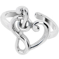 BodyCandy Rhodium Plated Valentines Day Twisted Heart Toe Ring — main product shot