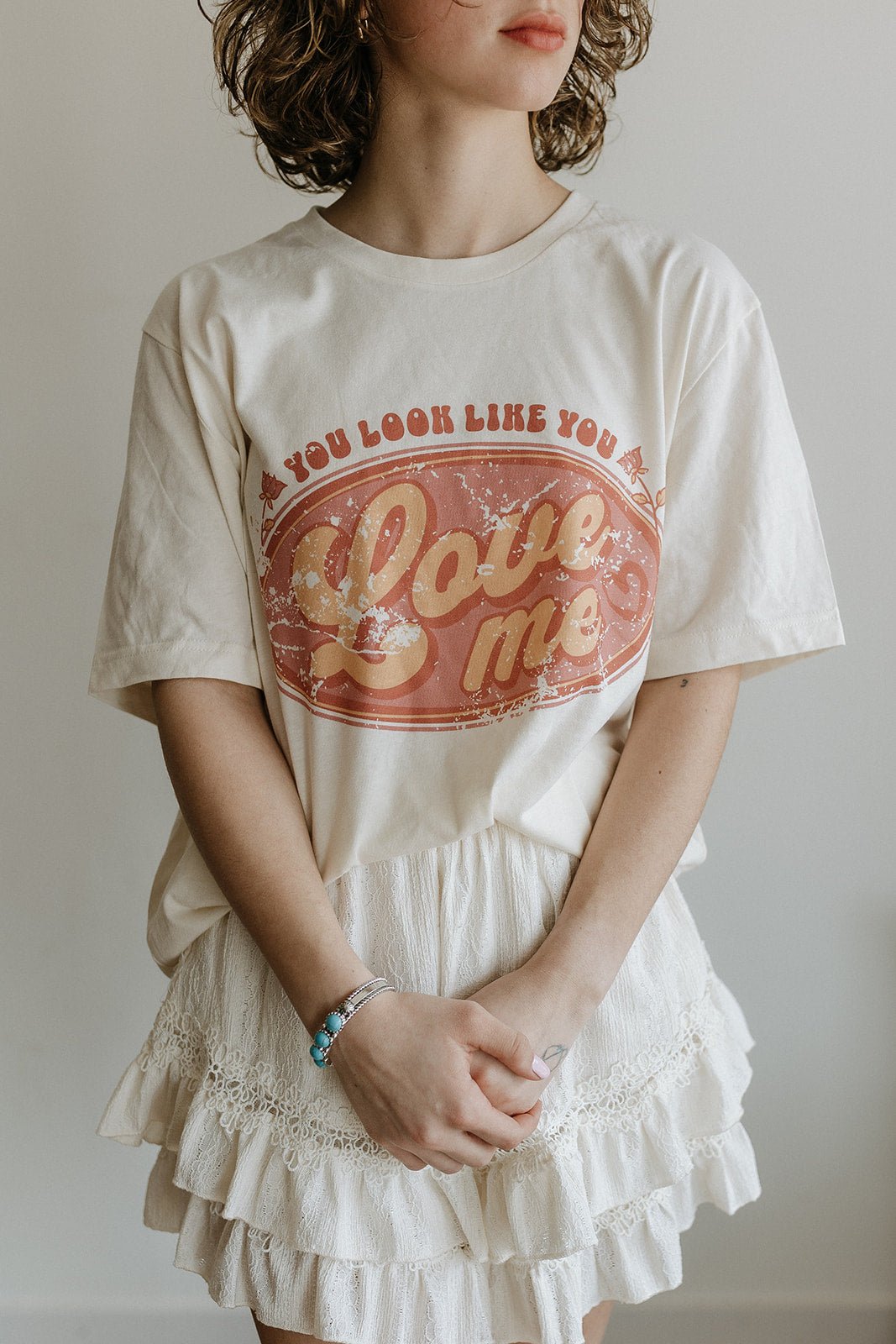 Wild Junkie You Look Like You Love Me Graphic Tee — detail close-up