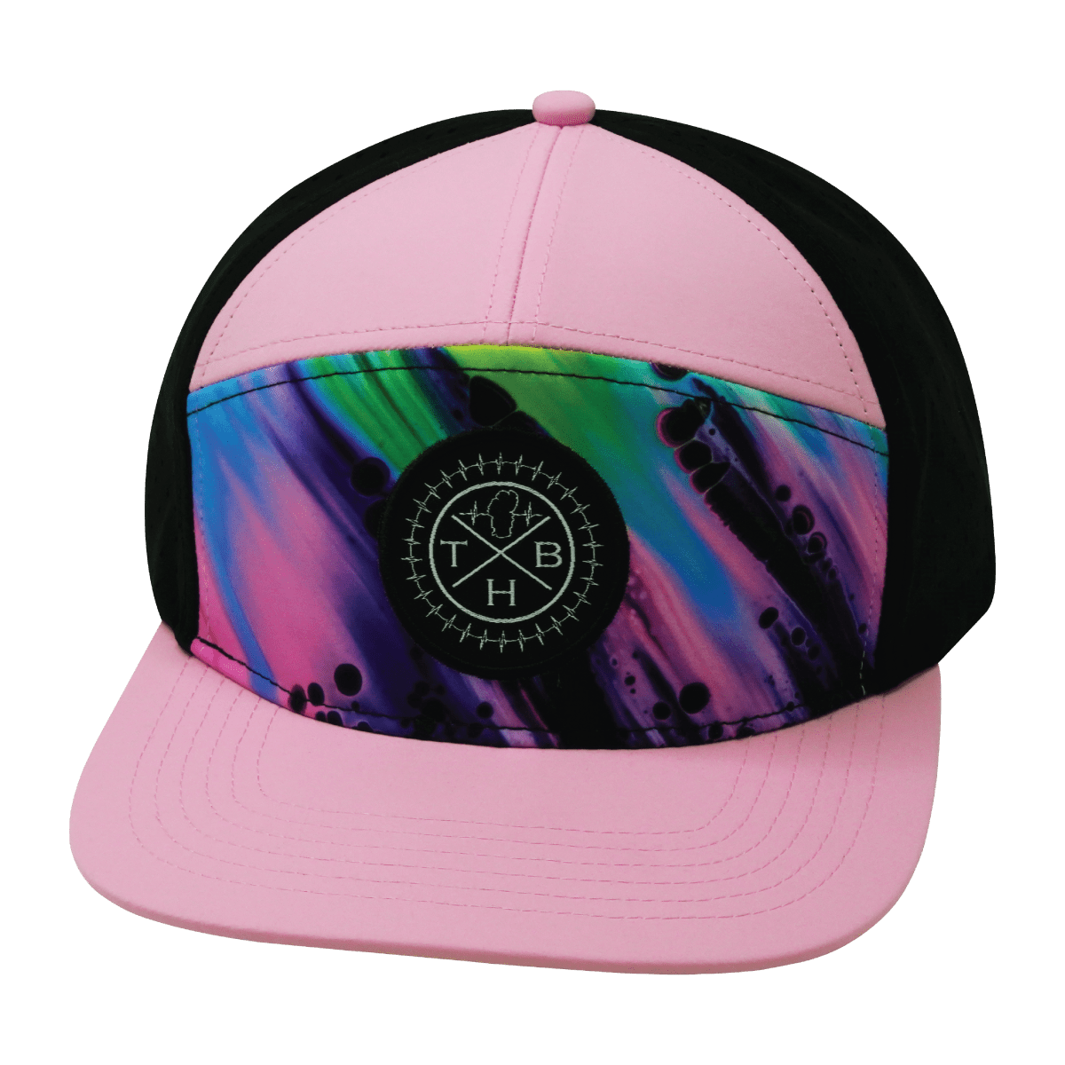 **YOUTH** Color Vibes Hat - Flat Bill - Aurora - Pink / Black - Laser Mesh