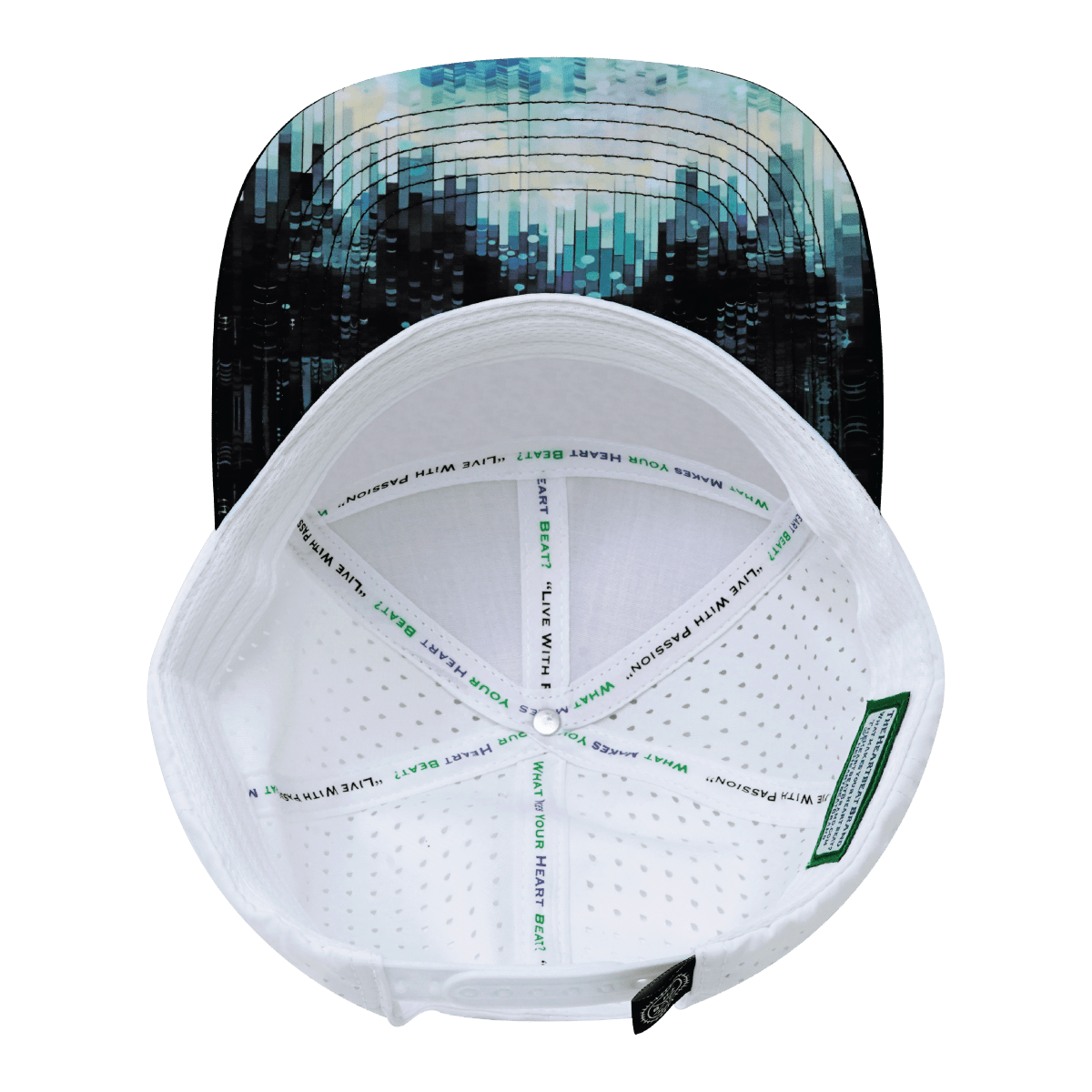 The Heartbeat Brand **YOUTH** Color Vibes Hat - Flat Bill - City Drip - Black / Blue / White - Laser Mesh — back view