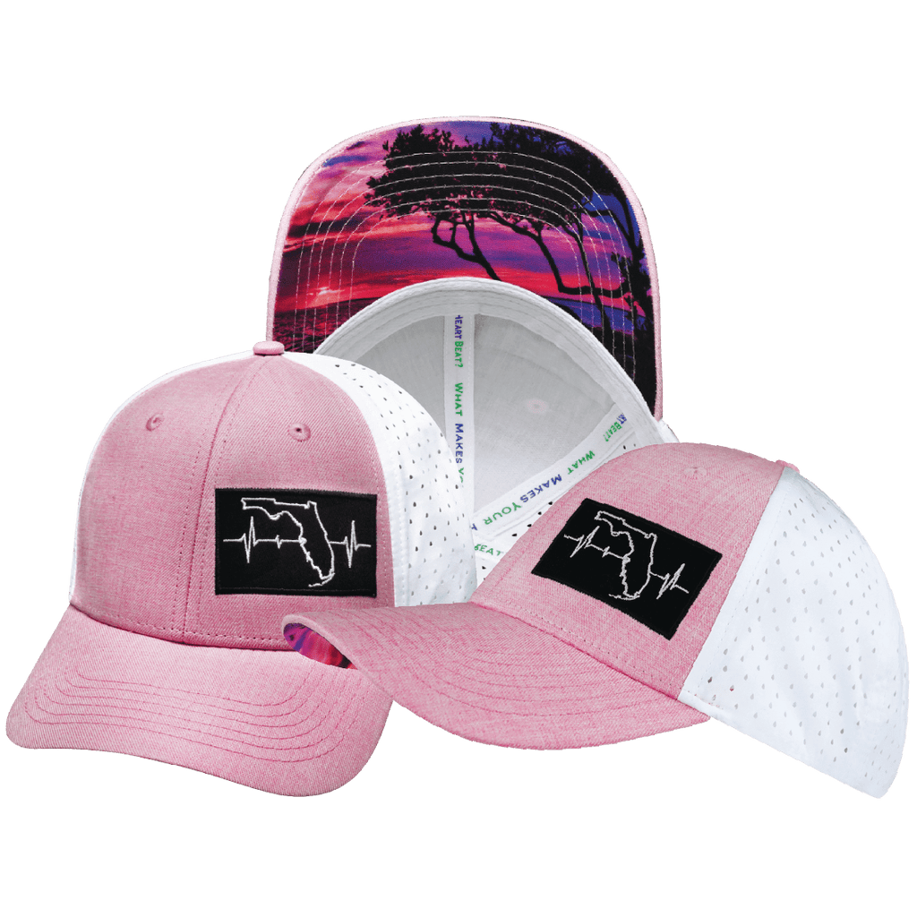 The Heartbeat Brand Youth Florida Low Profile Hat — Ponytail / Pink / White — main product shot