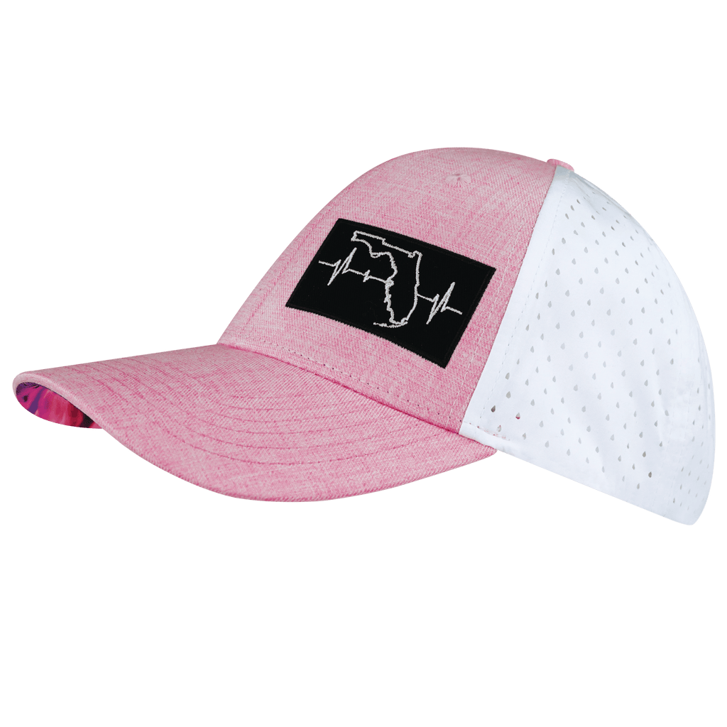 The Heartbeat Brand Youth Florida Low Profile Hat — Ponytail / Pink / White — lifestyle context