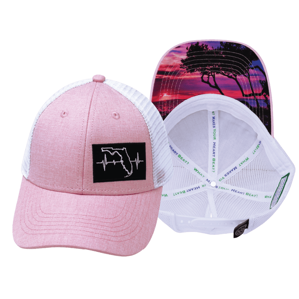 The Heartbeat Brand Youth Florida Low Profile Hat — Ponytail / Pink / White — main product shot