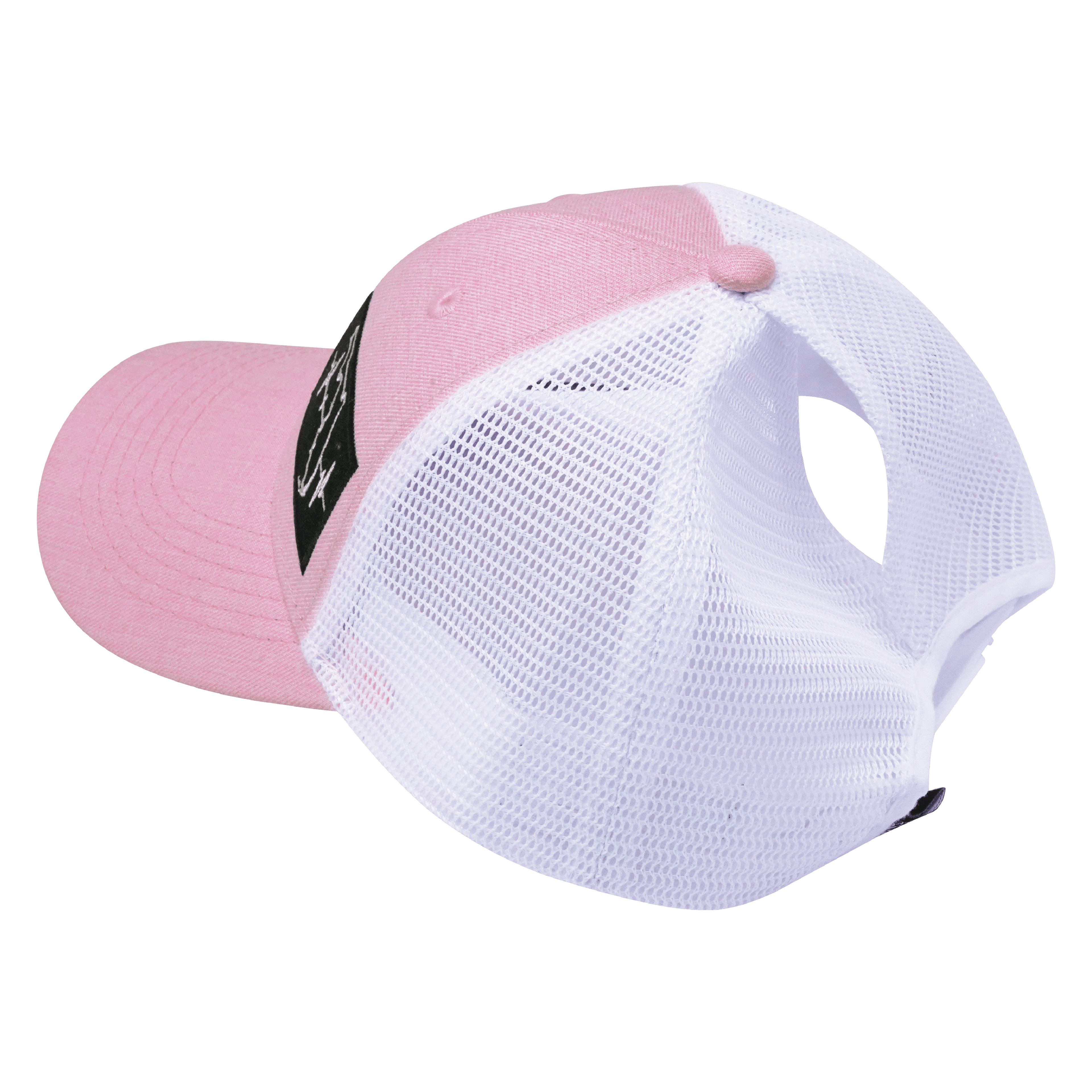 The Heartbeat Brand Youth Florida Low Profile Hat — Ponytail / Pink / White — back view