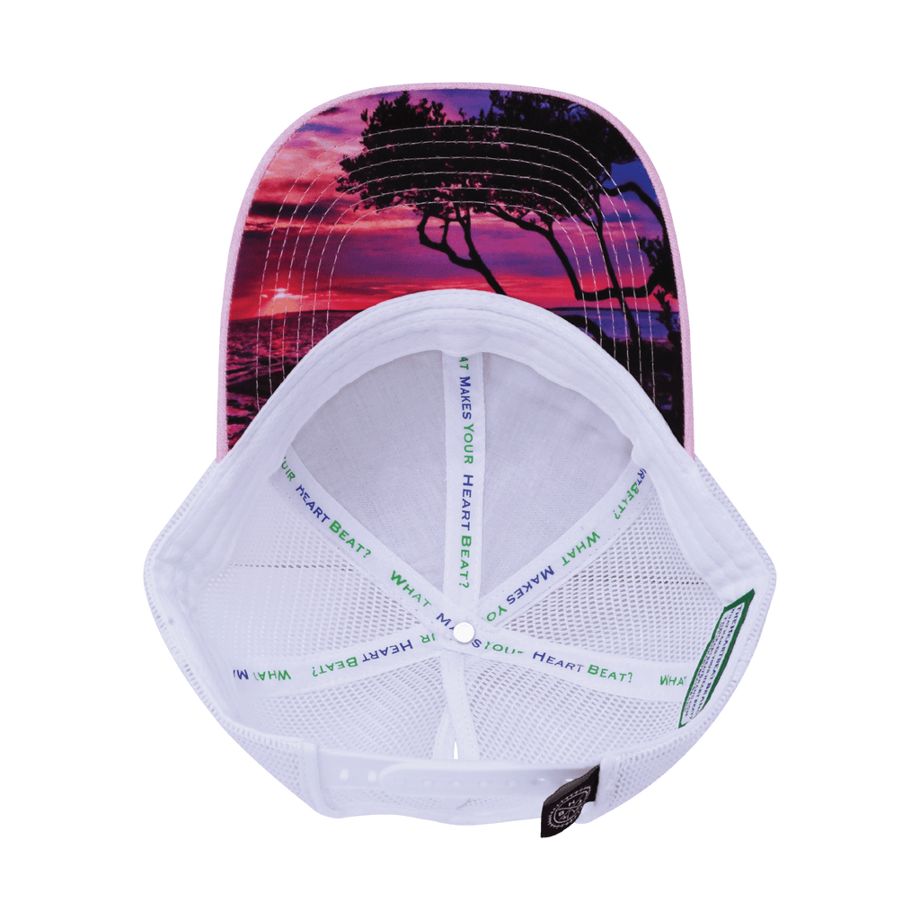 The Heartbeat Brand Youth Florida Low Profile Hat — Ponytail / Pink / White — side view