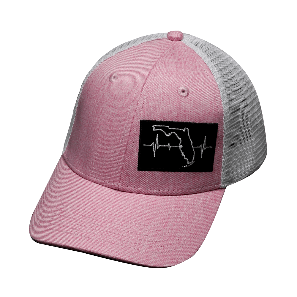 The Heartbeat Brand Youth Florida Low Profile Hat — Pink / White — side view