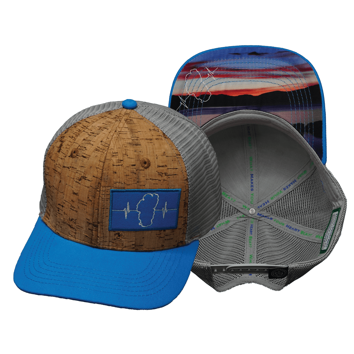 The Heartbeat Brand Youth Tahoe Baseball Hat — Cork Teal / Gray — main product shot