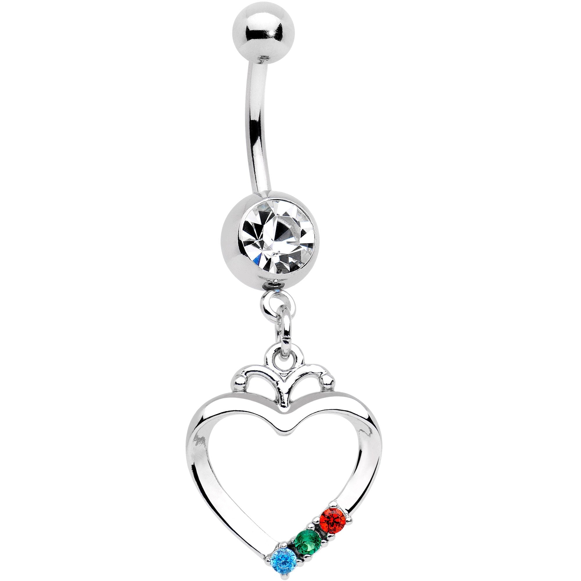 BodyCandy Clear Gem Gold PVD BFF Heart Dangle Belly Ring Set of 2 — lifestyle context