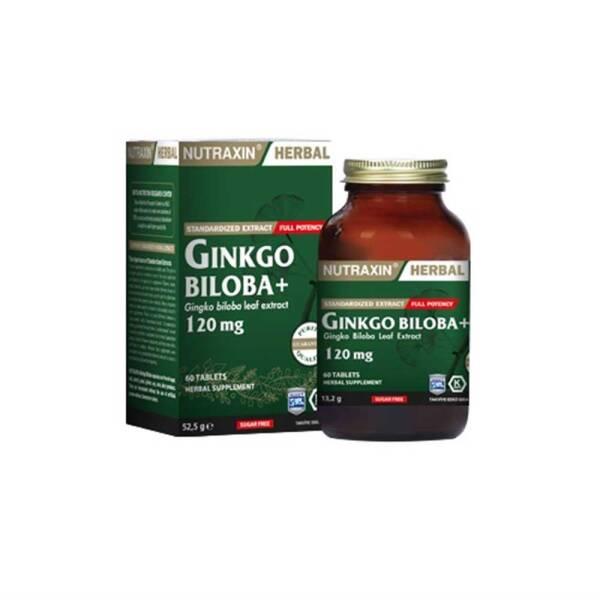 Nutraxin Ginkgo Biloba 120 mg Supplement - Brain Health & Cognitive Support for Adults, 60 Capsules