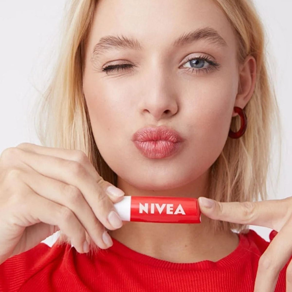 Nivea Nourishing Lip Care Balm with 24-hour Moisturization - Mineral Oil-Free Lip Balm