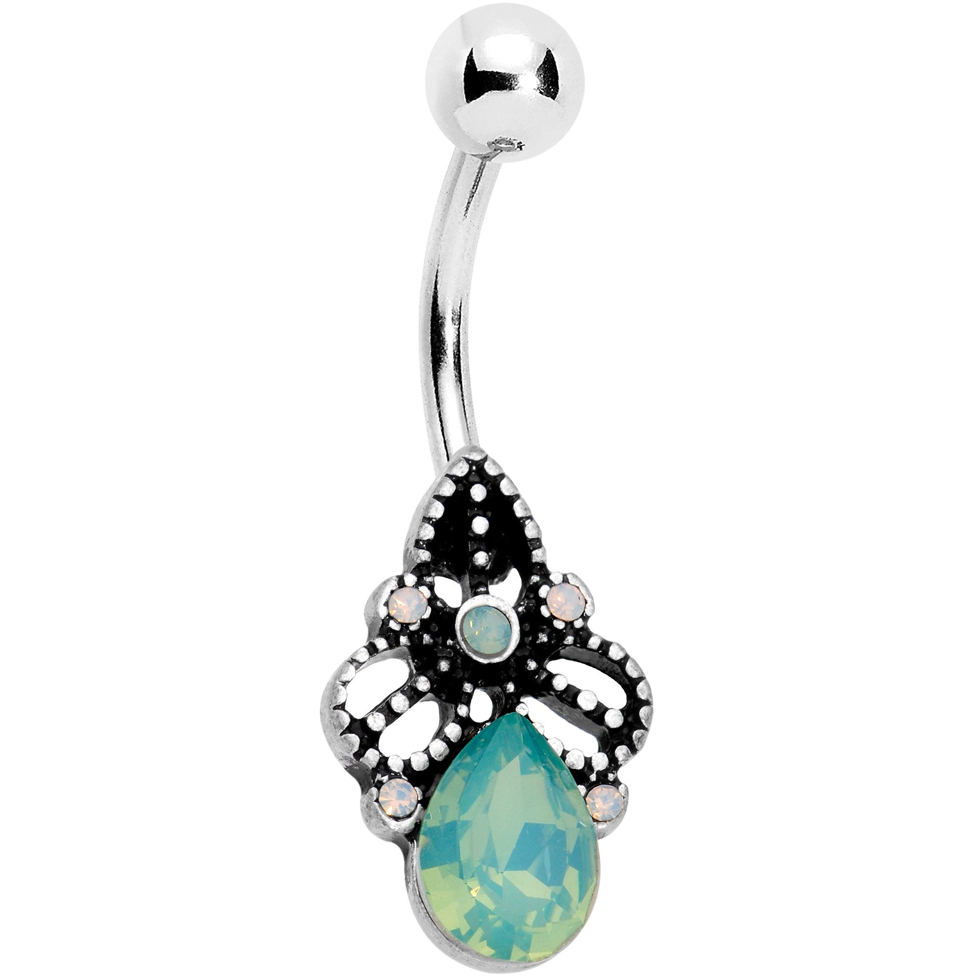 BodyCandy Green Gem Artsy Deco Belly Ring — main product shot
