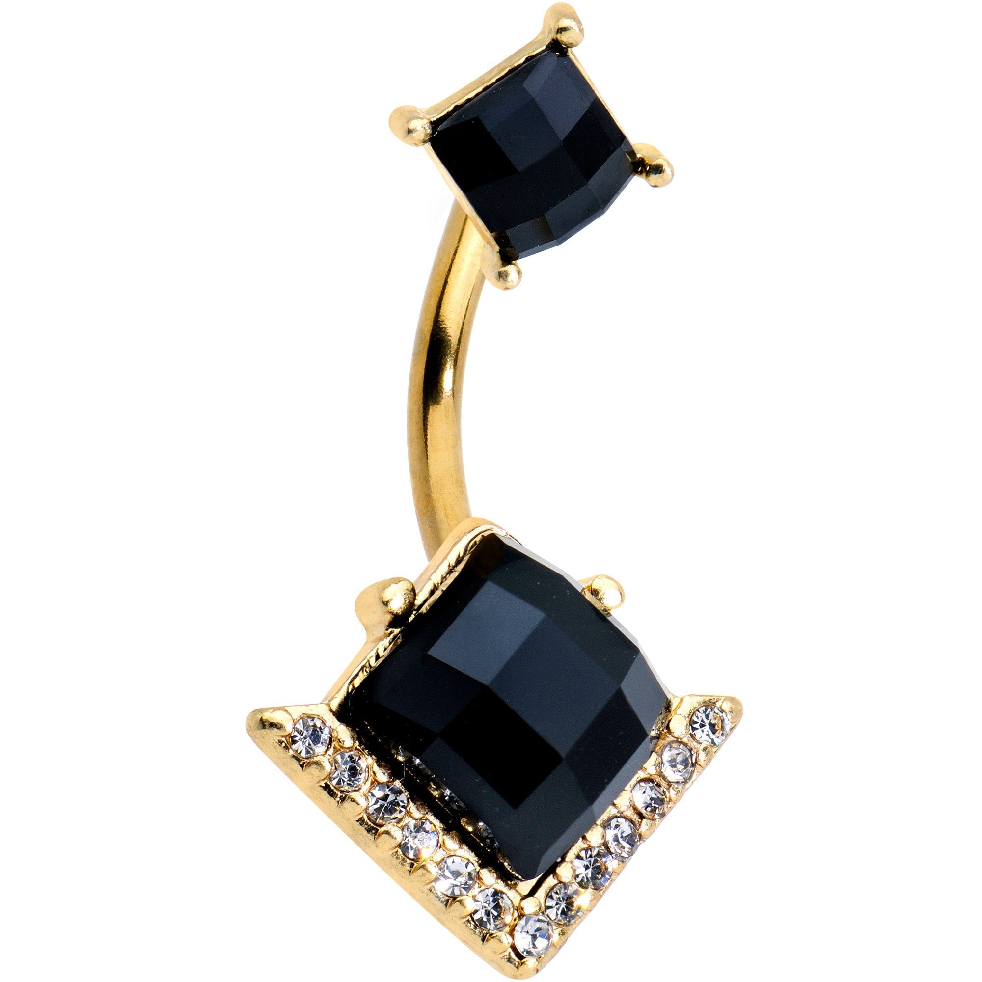 BodyCandy Black Gem Gold Tone Anodized High Class Double Mount Belly Ring — main product shot