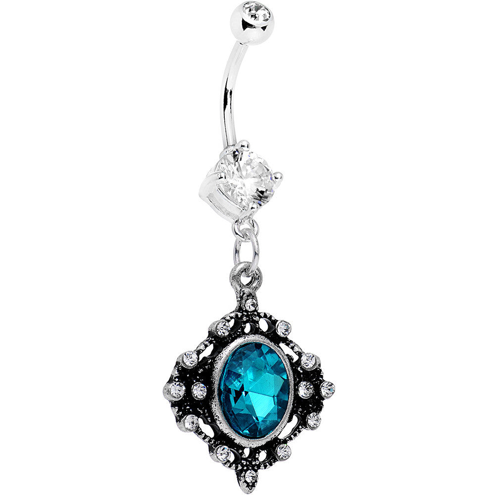 BodyCandy Aqua Blue Clear Gem Rustic Victorian Dangle Belly Ring — main product shot