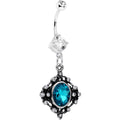 BodyCandy Aqua Blue Clear Gem Rustic Victorian Dangle Belly Ring — main product shot